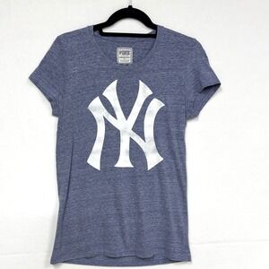 Victoria's Secret PINK, Size Large, NY Yankees T-Shirt Heathered Blue Casual